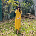 Manahils Stitched Yellow Long Button Set