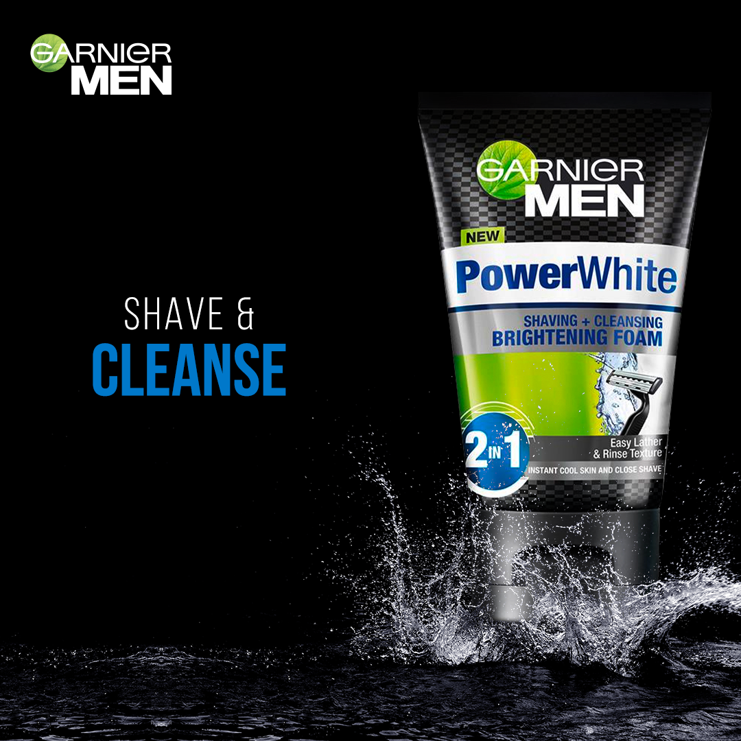 Garnier Men Power White Face Wash & Shaving Foam 50ml - Snapcart.pk