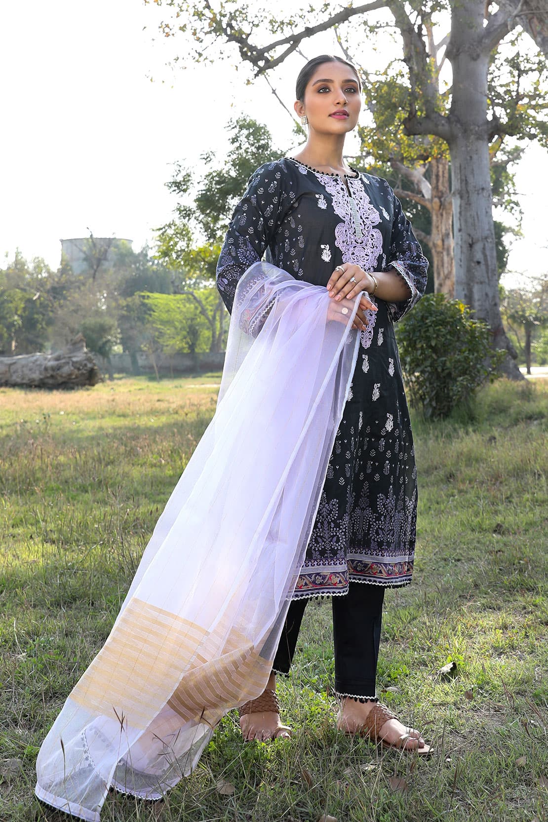 Shaakh By Rashid Textile Digital Embroidered 3 Piece Unstitched Lawn Suit (D-6717)