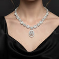 Zeesy Dainty Oval Floral Necklace Set