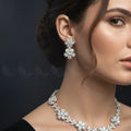 Zeesy Floral Cubic Stone Necklace Set