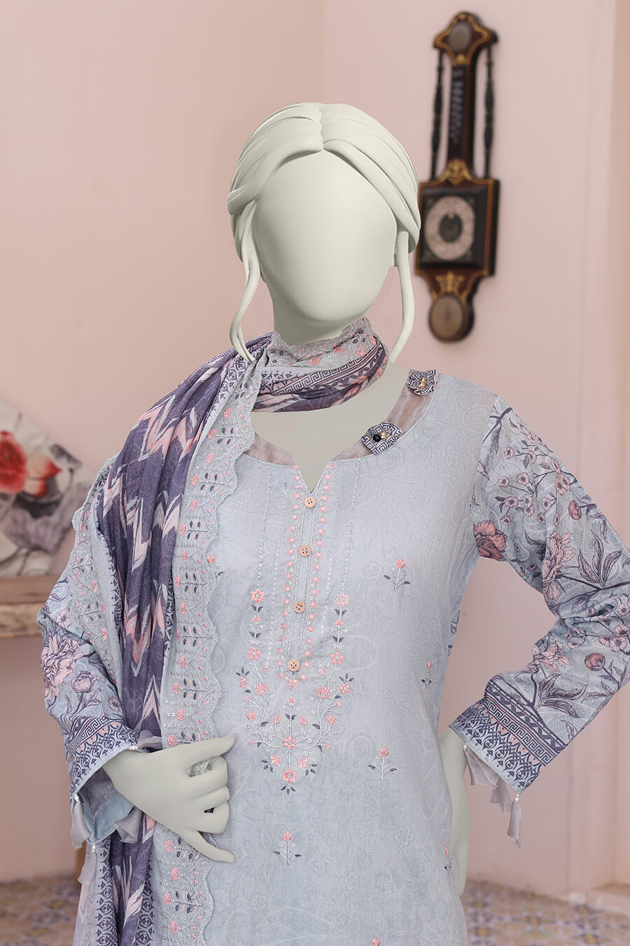 Almeerah Unstitched 3 Piece Emb Cutwork Lawn Vol-04 Collection'2025-Smoke Grey Drape