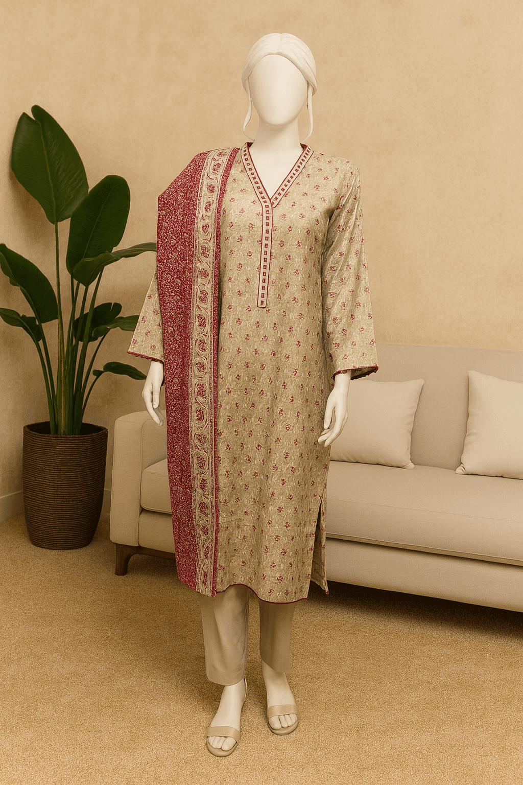 Almeerah Unstitched 3 Piece Luxe Summer Collection'2025-Soft Pearl Beige