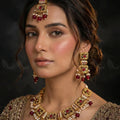 Zeesy Square Floral Pearl Necklace Set