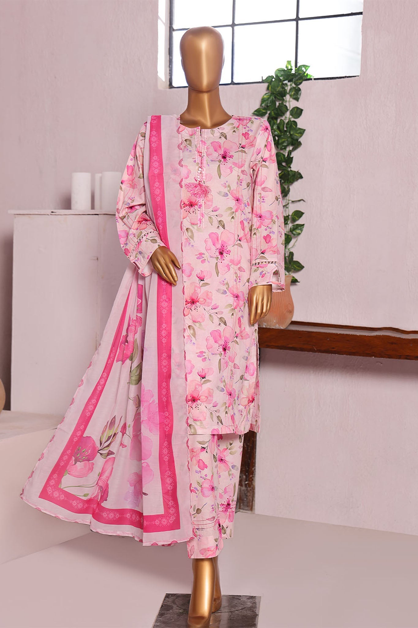 Sumi Stitched 3 Piece Cambric Vol-02 Suit-CPI-13-PINK