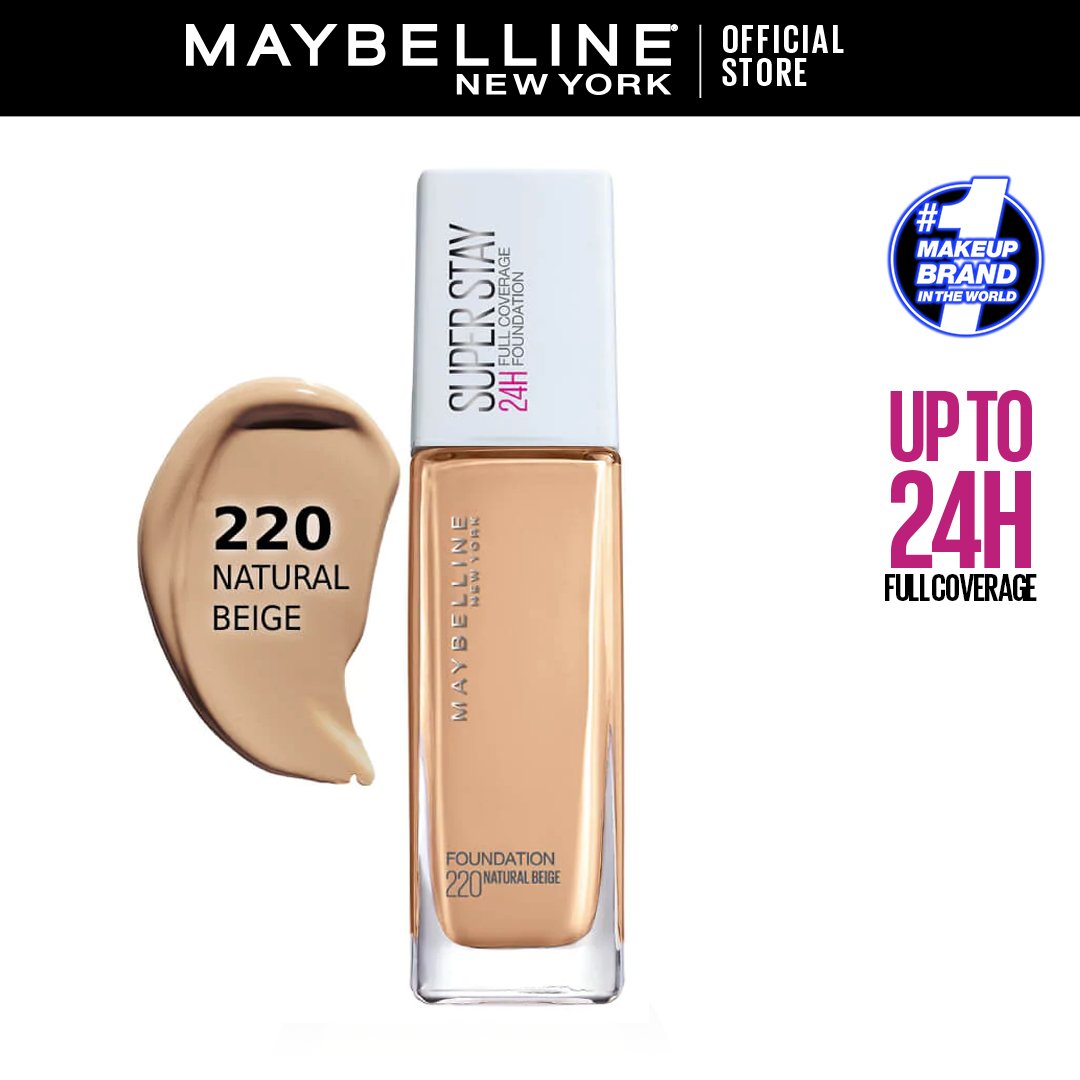 Maybelline Super Stay 24H Full Coverage Foundation - 220 Natural Beige 30Ml
