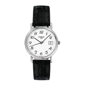 Tissot Desire Black Leather strap White Dial Quartz Watch for Ladies - T-52112112