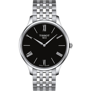 Tissot Tradition 5.5 Silver Stainless Steel Black Dial Quartz Watch for Men's - T063.409.11.058.00