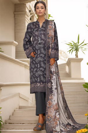 Sada Bahar Stitched 3 Piece Printed Khaddar Vol-02 Collection'2025-KD-PR-6556-Black