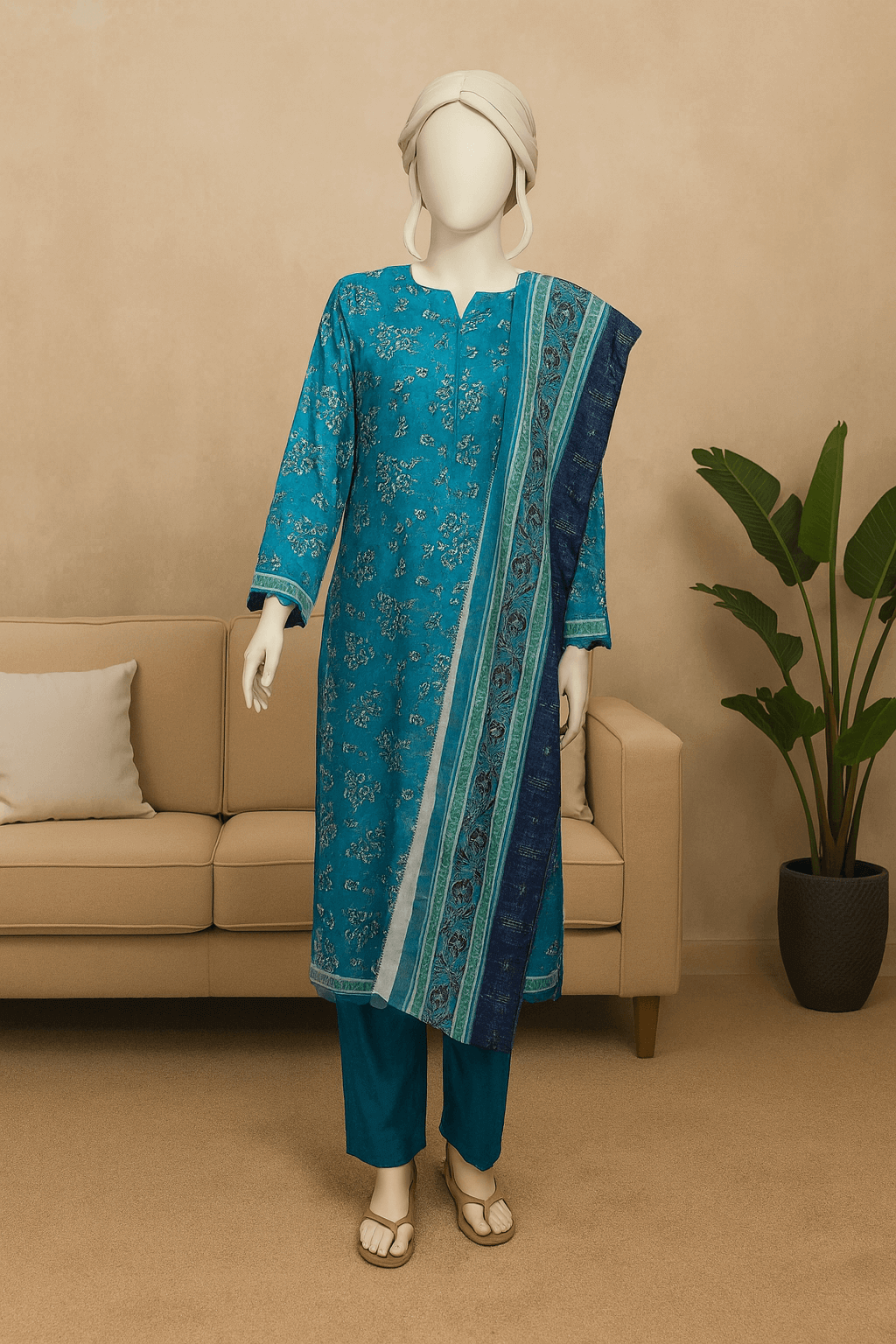 Almeerah Unstitched 3 Piece Luxe Summer Collection'2025-Teal Ocean Breeze