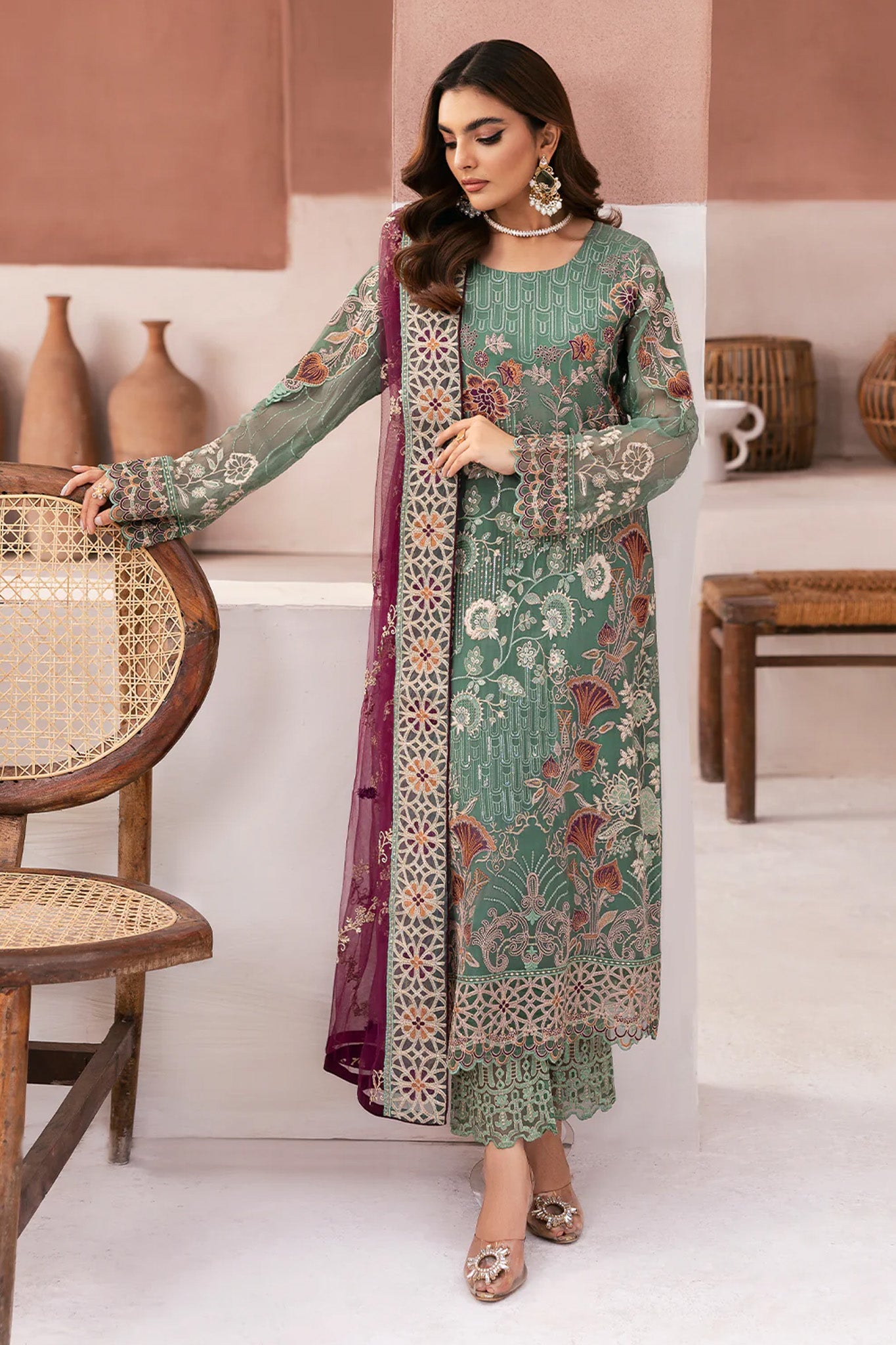 Arzoo by Ramsha Unstitched 3 Piece Chiffon Vol 01 Suit-U-103
