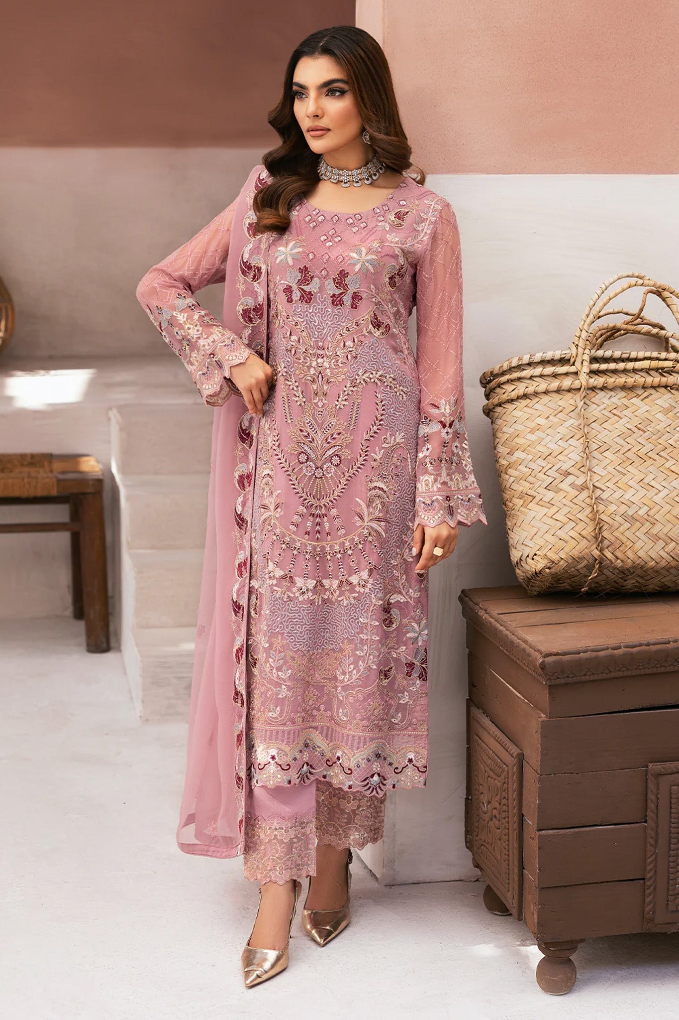 Arzoo by Ramsha Unstitched 3 Piece Chiffon Vol 01 Suit-U-109