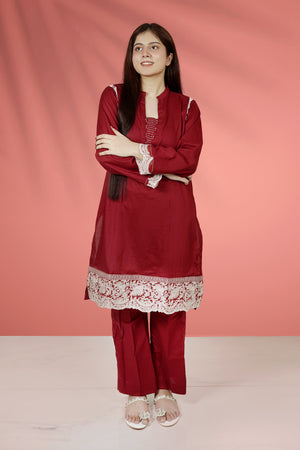 Urban Cut 2 Piece Cotton Embroidered Suit