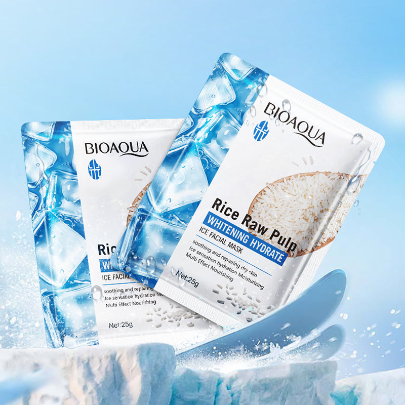 Bioaqua Rice Raw Pulp Whitening Hydrate Ice Facial Mask 25G - 1 PC