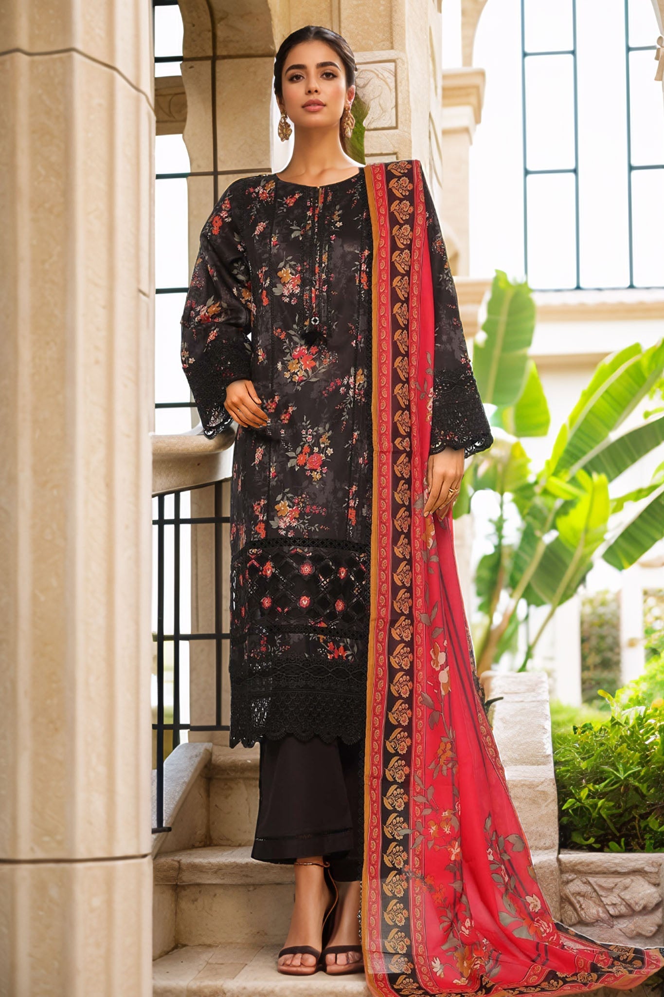 Rania By Sada Bahar Stitched 3 Piece Emb Lawn Vol-02 Collection-D-3995-Black