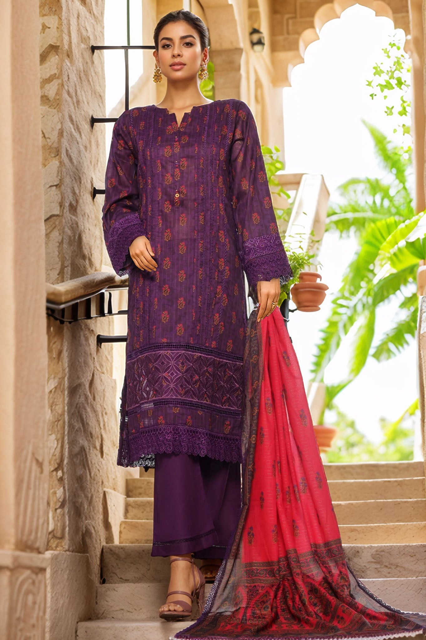 Rania By Sada Bahar Stitched 3 Piece Emb Lawn Vol-02 Collection-D-4056-Purple