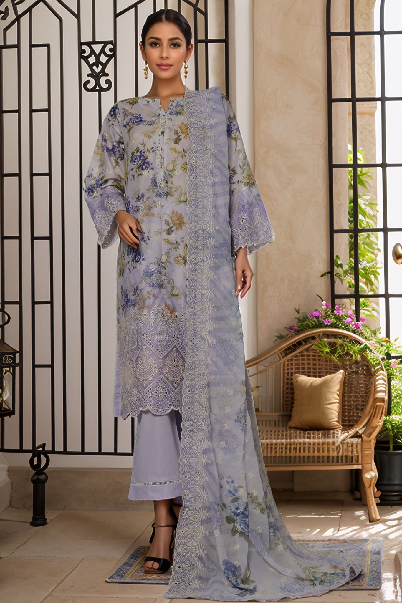 Laser Fusion By Sada Bahar Stitched 3 Piece Chikankari Collection'2025-CKP-Asmani