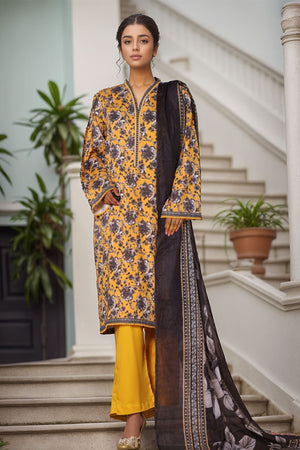 Bin Saeed Stitched 3 Piece Printed Cotton Vol-03 Collection'2025-WC-2416-Yellow