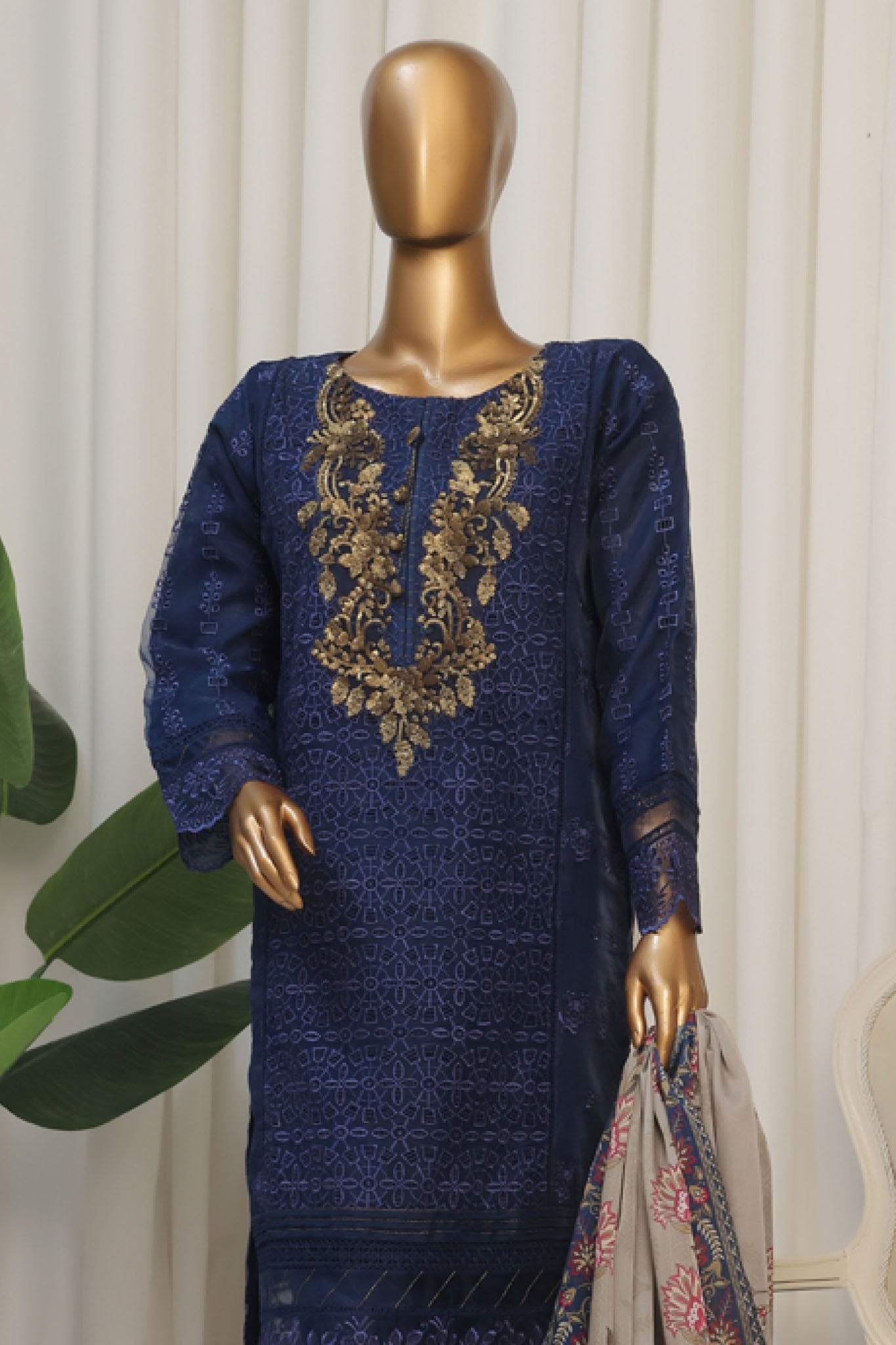 Falsafaa By HZ Stitched 3 Piece Festive Formals Vol-06 Collection-HZK-178-Navy
