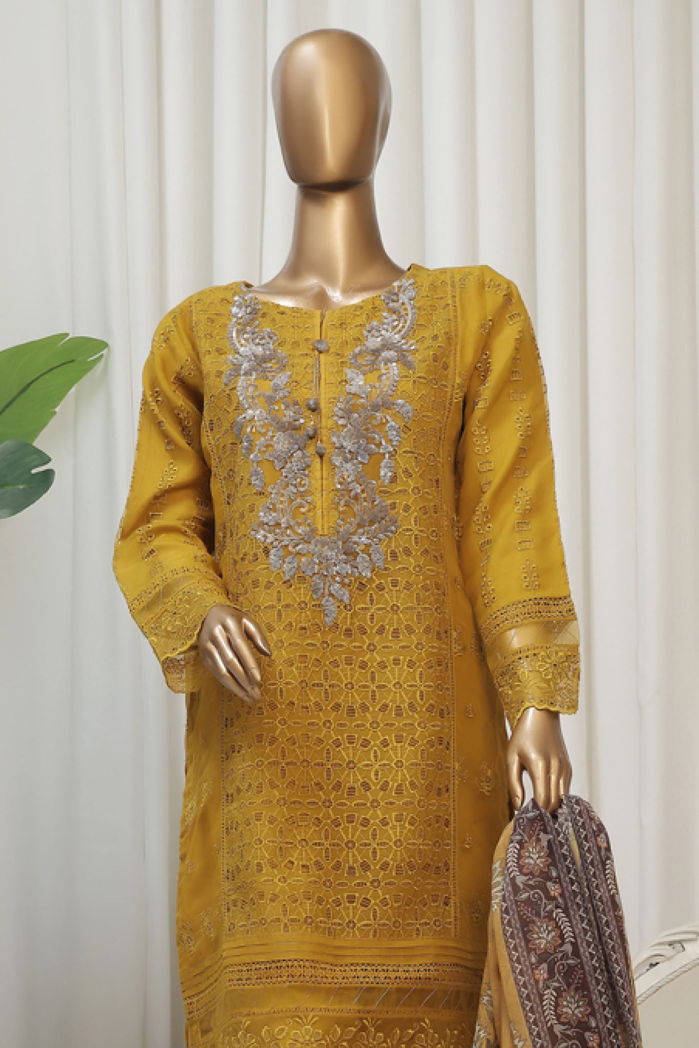 Falsafaa By HZ Stitched 3 Piece Festive Formals Vol-06 Collection-HZK-178-Mustard
