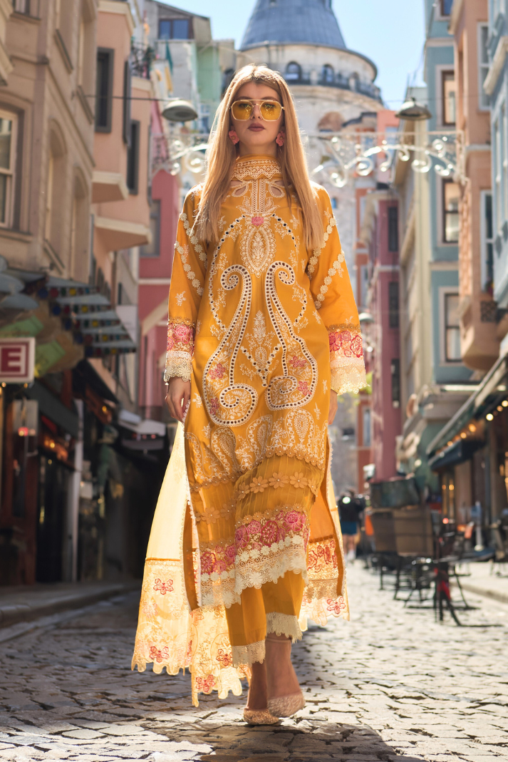 Huma Gul Unstitched 3 Piece Luxury Emb Lawn Suit-Ezra HG-04