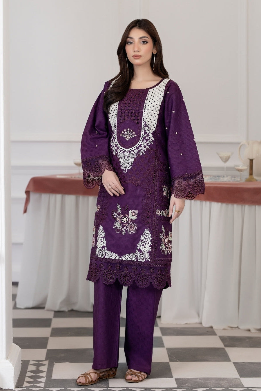 Flutterby Stitched 2 Piece Cotton Satin Winter Collection'2025-Esma-mg