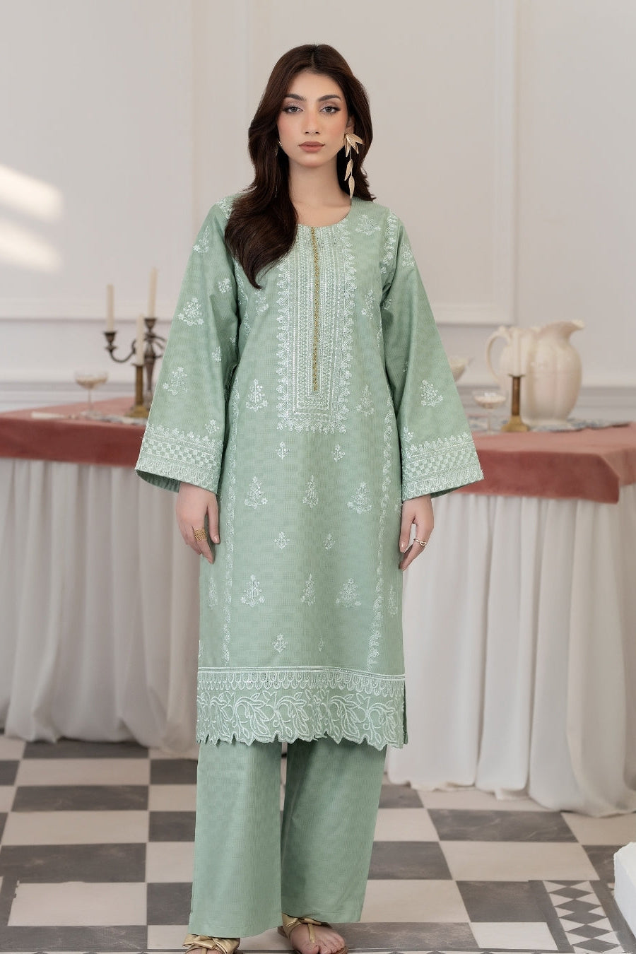 Flutterby Stitched 2 Piece Cotton Satin Winter Collection'2025-Ember - gr