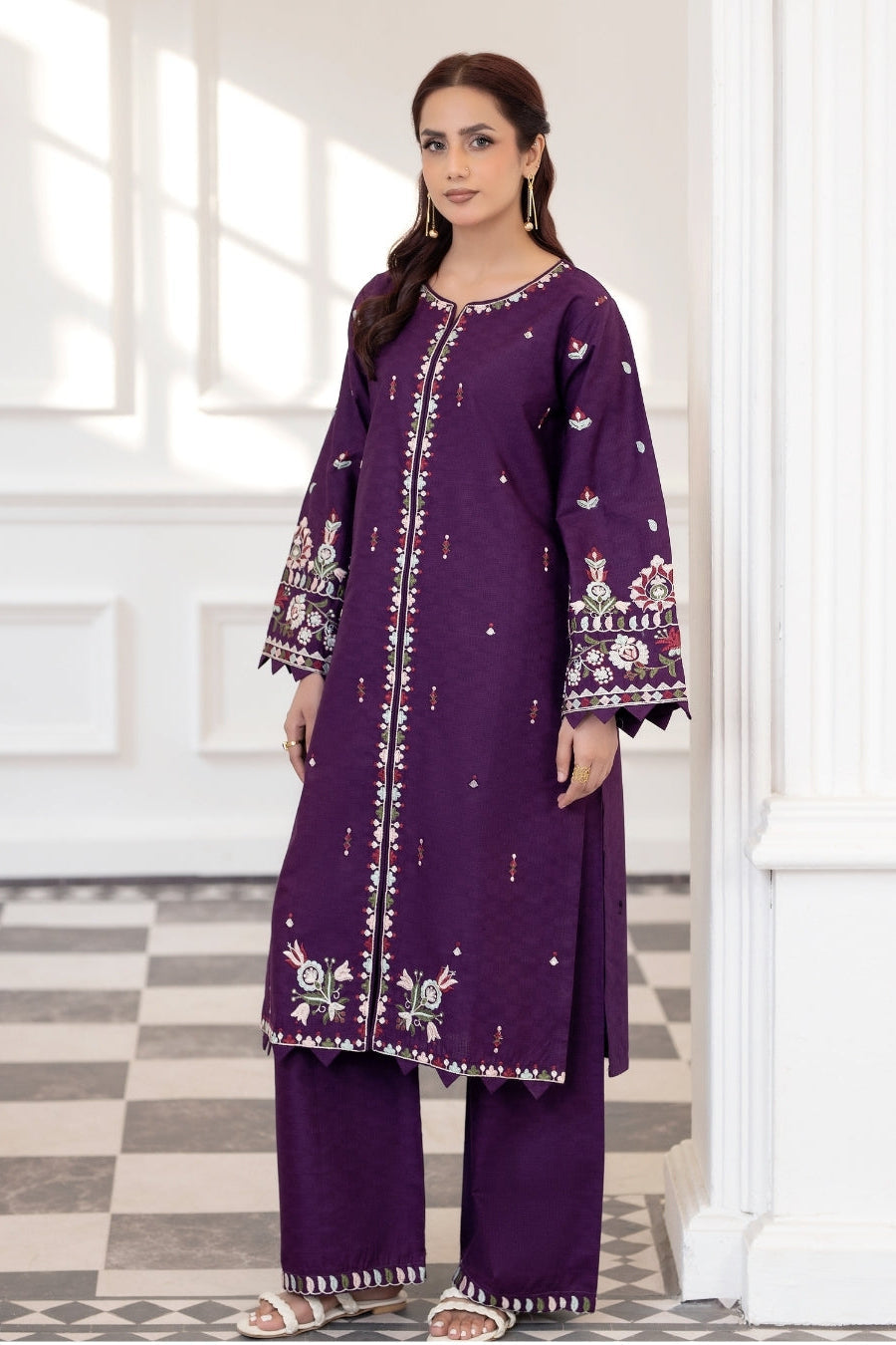 Flutterby Stitched 2 Piece Cotton Satin Winter Collection'2025-Nora - pr