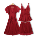 Silk Pajama Suit with Gown - Midnight Blush