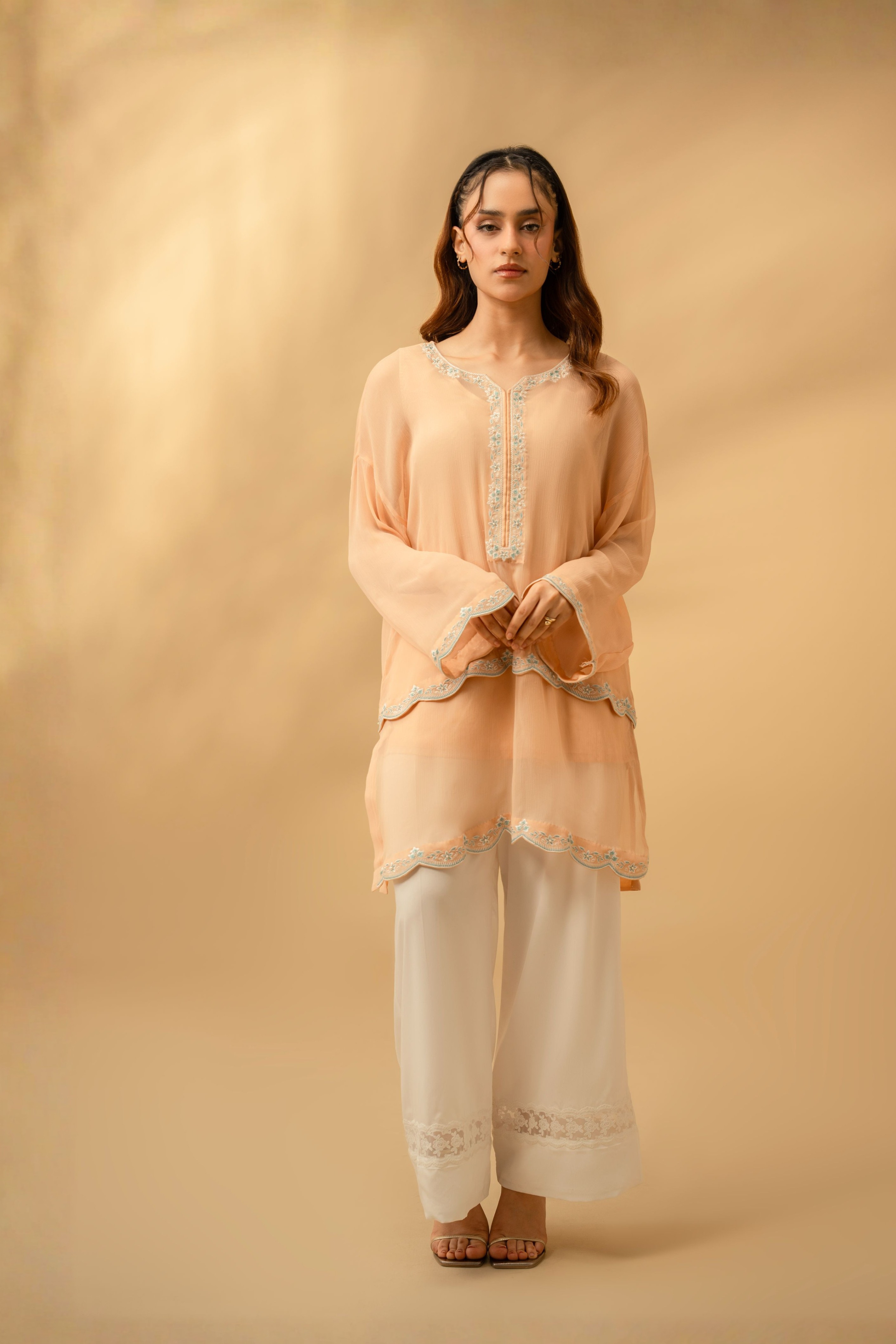Elysia By Zouj Stitched Summer Suit-Gossamer