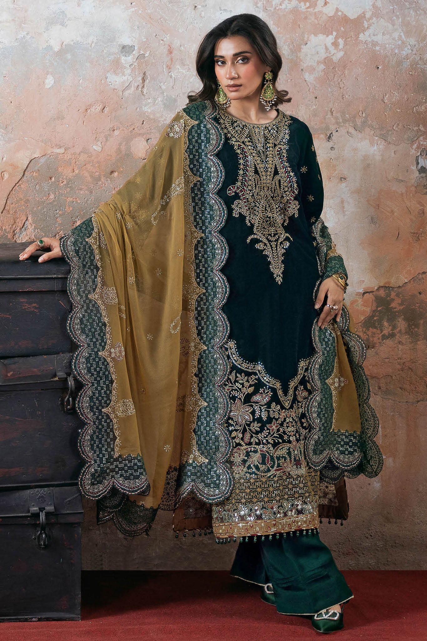 Ramsha Unstitched 3 Piece Luxury Velvet Vol-07 Suit-V-702