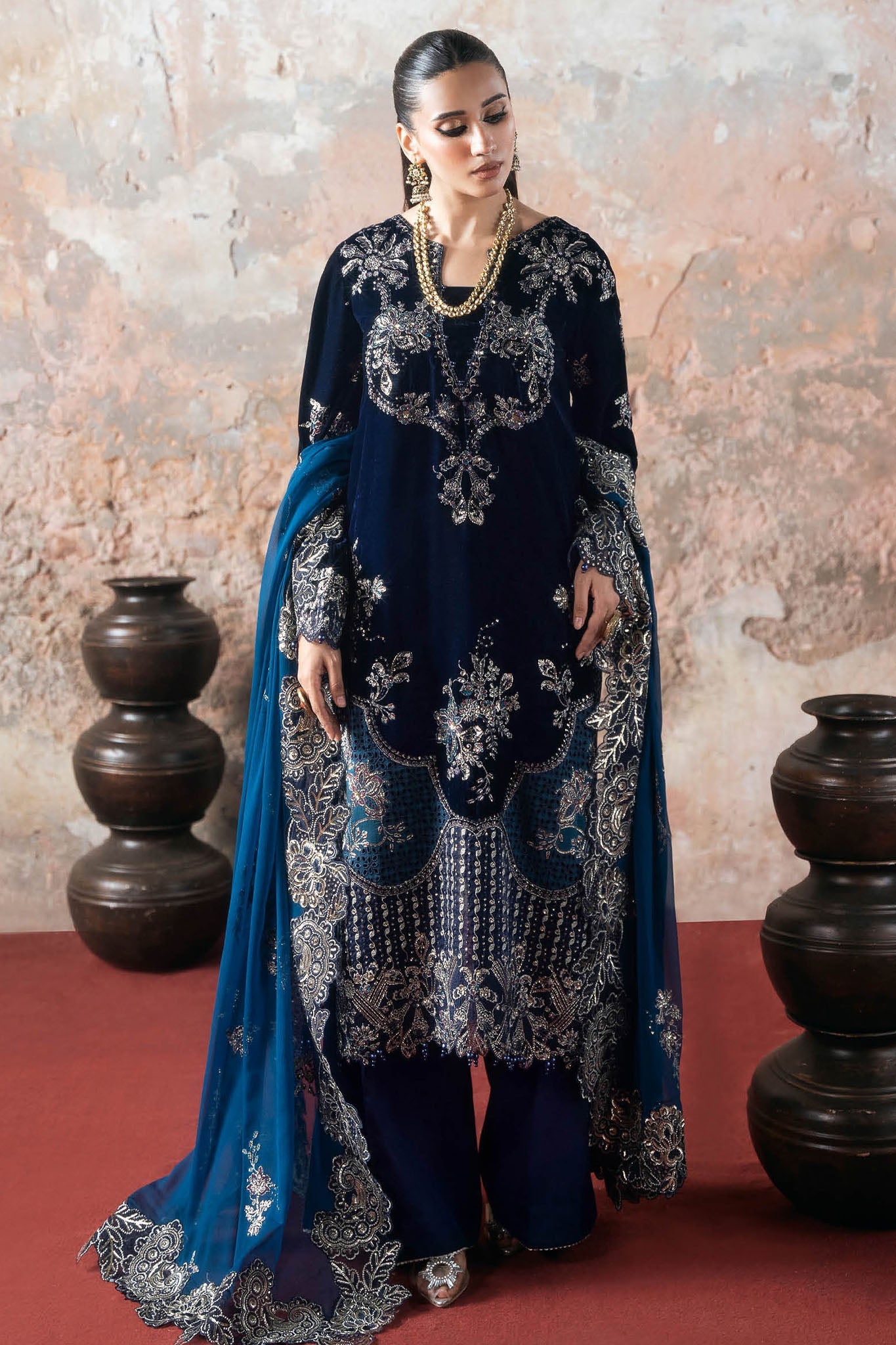 Ramsha Unstitched 3 Piece Luxury Velvet Vol-07 Suit-V-703