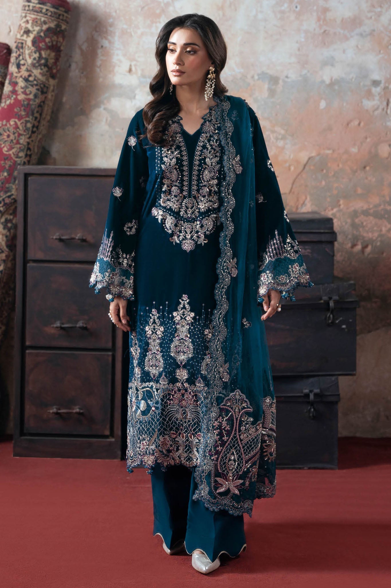 Ramsha Unstitched 3 Piece Luxury Velvet Vol-07 Suit-V-707