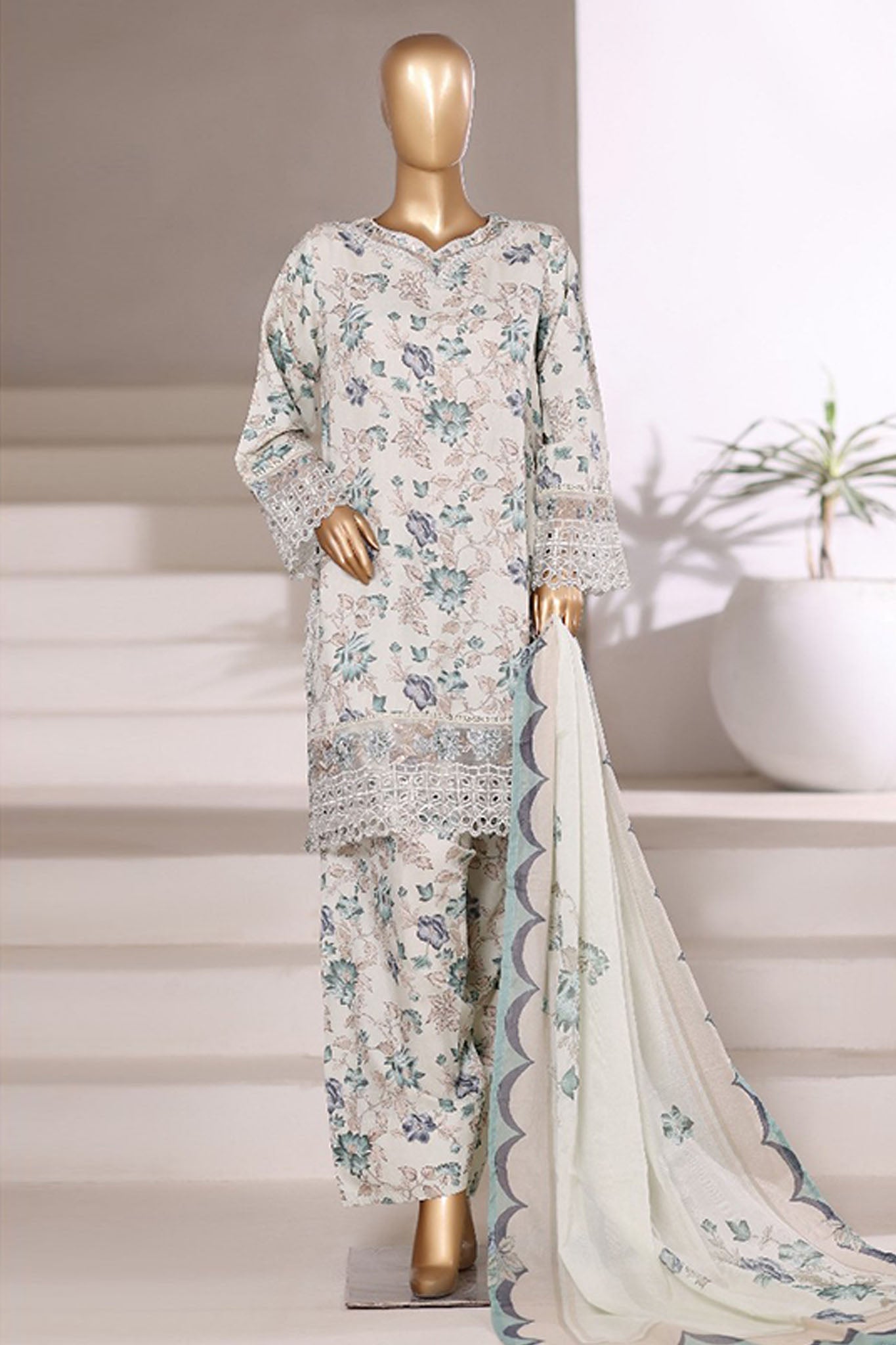 Malika By Sada bahar Stitched 3 Piece Viscose With Farshi Shalwar Vol-01 Collection'2025-VCK-545-Off White