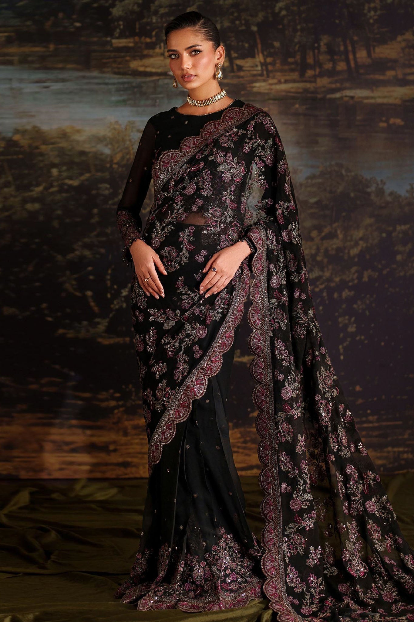Zarif Unstitched 3 Piece Premium Chiffon Suit-ZRF-PRC-04 VICTORIA