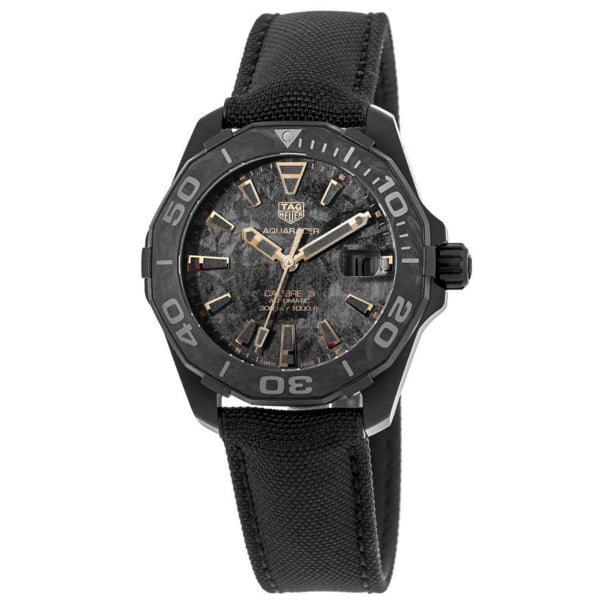 Tag Heuer Aquaracer Calibre 5 Black NATO Strap Carbon Dial Automatic Watch for Gents- WBD218A.FC6445