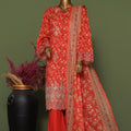 Bin Saeed Stitched 3 Piece Exclusive Emb Cotton Vol-02 Collection'2024-WC-1254-Rust