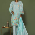 Bin Saeed Stitched 3 Piece Exclusive Emb Cotton Vol-02 Collection'2024-WC-1256-Ferozi