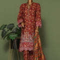 Bin Saeed Stitched 3 Piece Exclusive Emb Cotton Vol-02 Collection'2024-WC-1257-Maroon