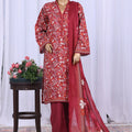 Bin Saeed Stitched 3 Piece Printed Cotton Vol-05 Collection'2025-WC-2508-Maroon