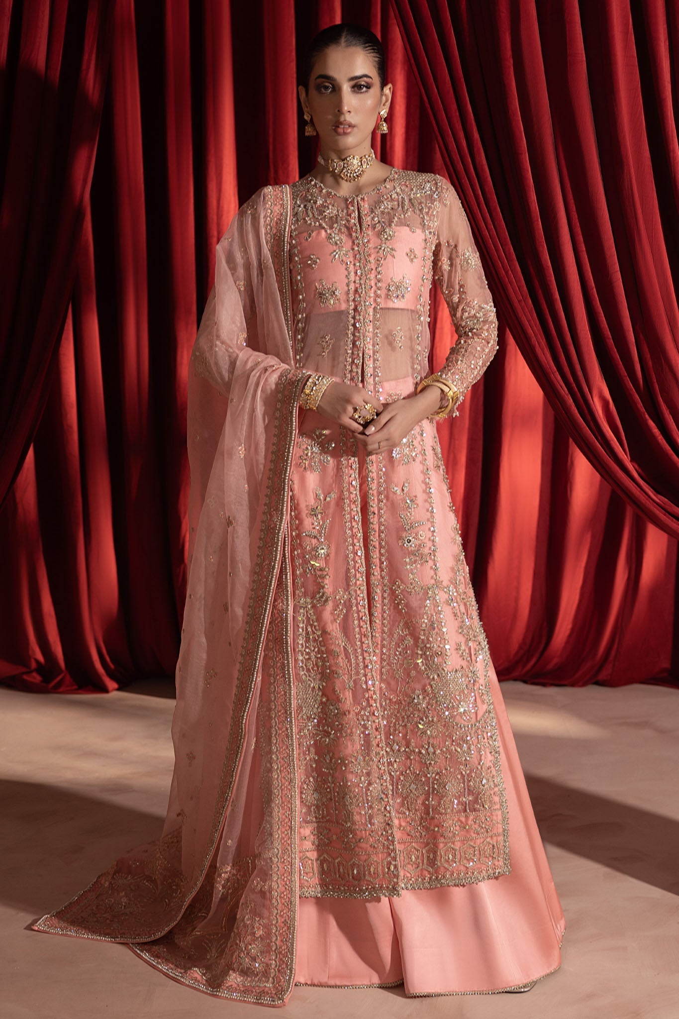 Shagun By Anayra Amal Unstitched 3 Piece Wedding Luxe Edit-Gulaab
