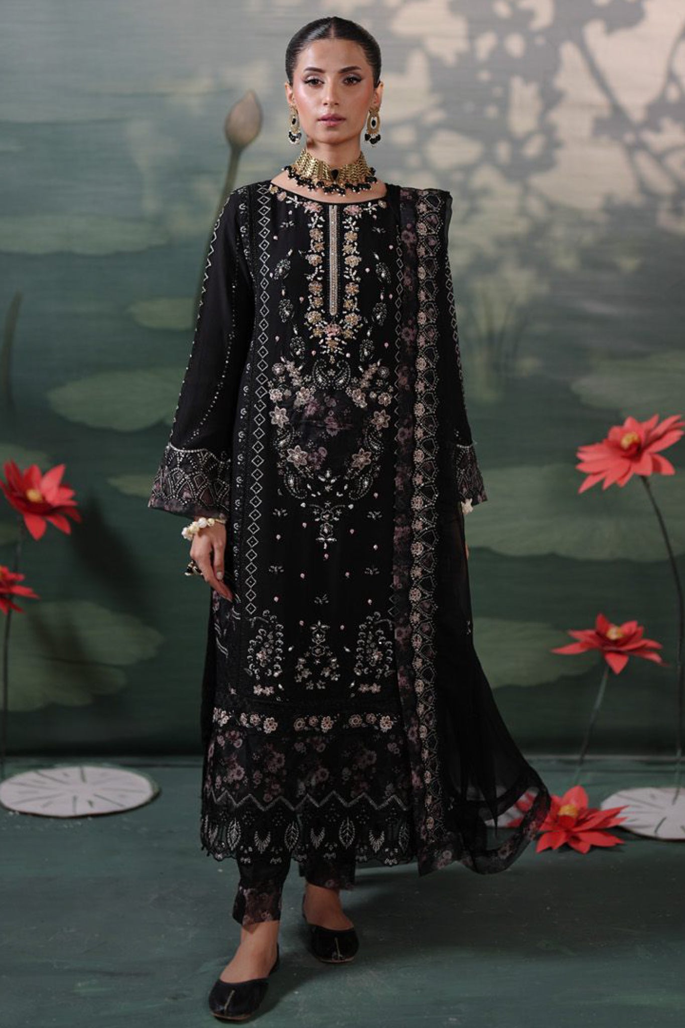 Silvana By Guzel Stitched 3 Piece Luxury Chiffon Collection'2025-01-Reha
