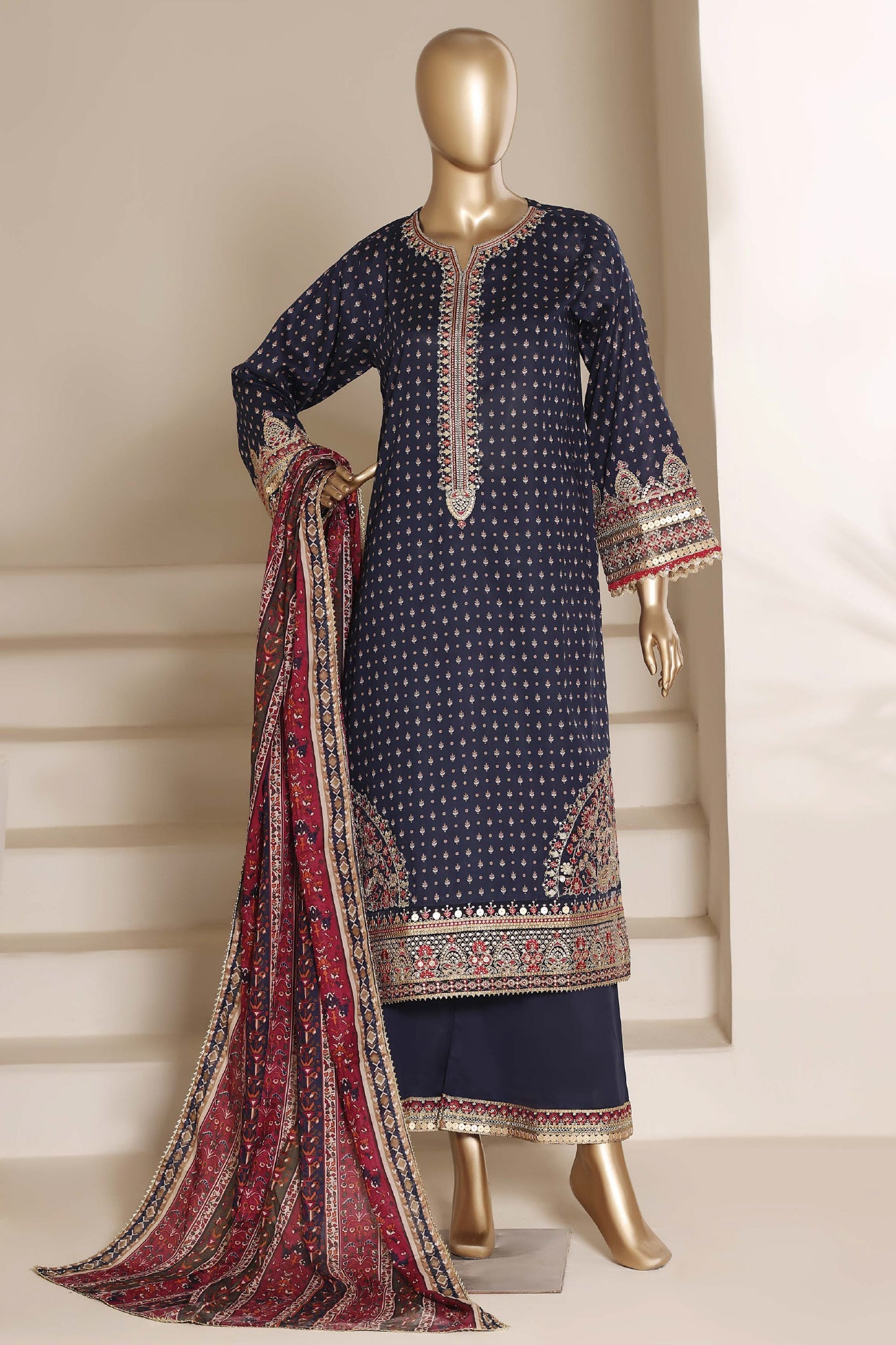 Regal By Sada Bahar Stitched 3 Piece Emb Lawn Vol-01 Suit-EMB-4255-BLUE