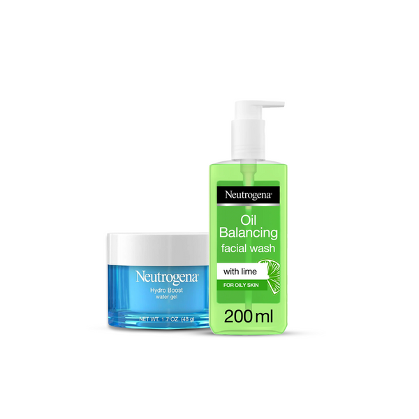 Bundle - Neutrogena Facial Wash Oil Balancing With Lime & Aloe Vera Pump 200Ml + Neutrogena - Hydro Boost Water Gel 50 Ml
