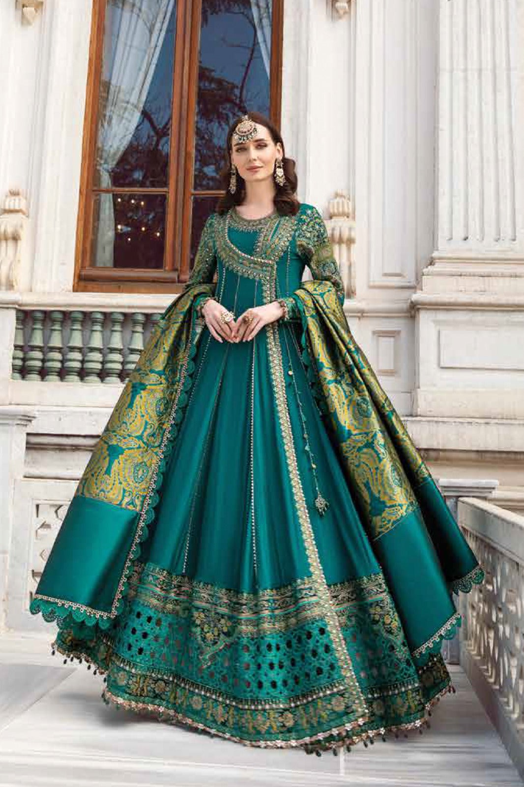 Maria b Unstitched Linen | Emerald Green DL-1107