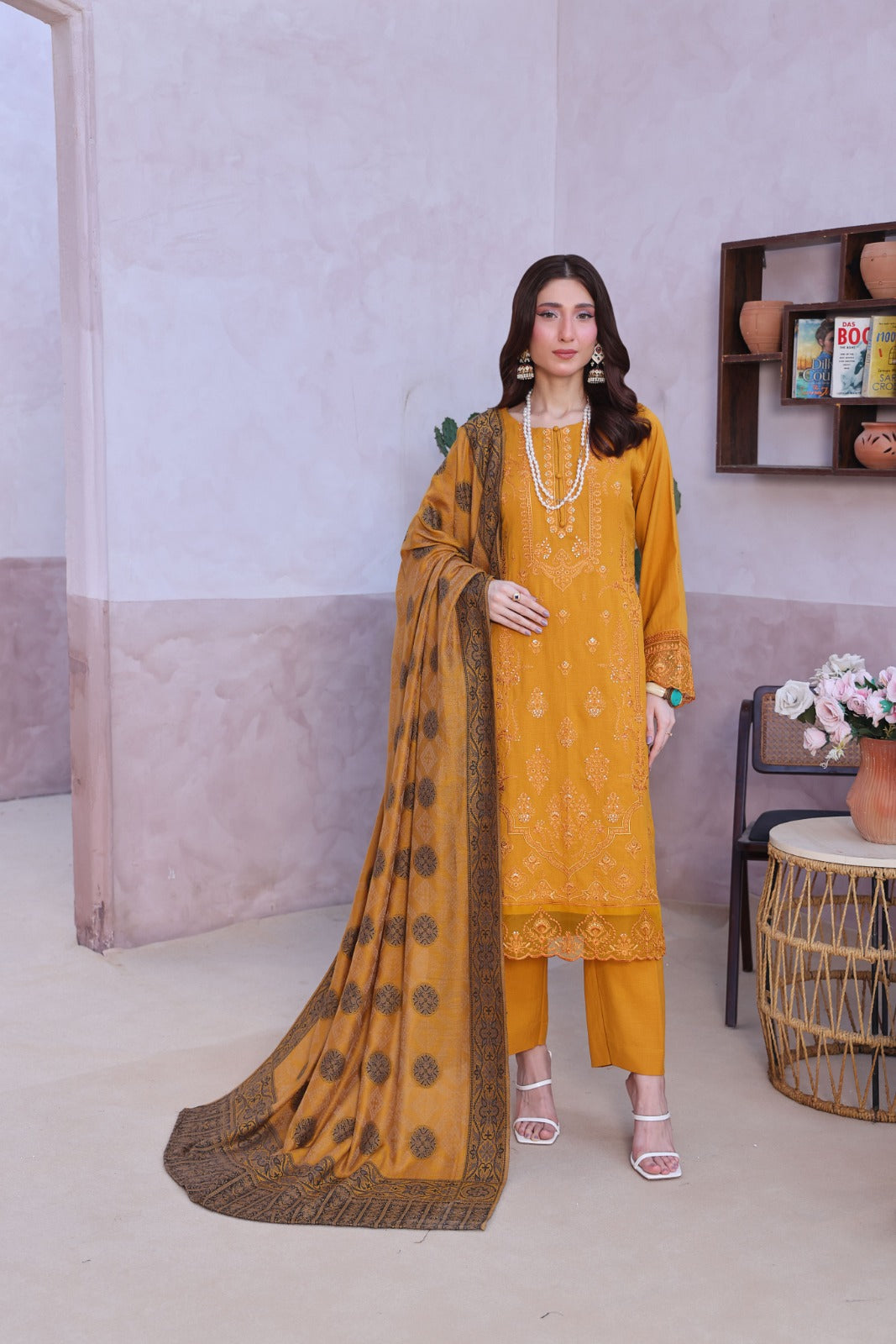 Zarna By Dr Haris Unstitched 3 Piece Dhanak Collection-Zar-005