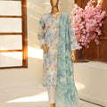 Dr Haris 4D Daman Cutwork Kari Unstitched 3 Piece Lawn Suit-DAM-003