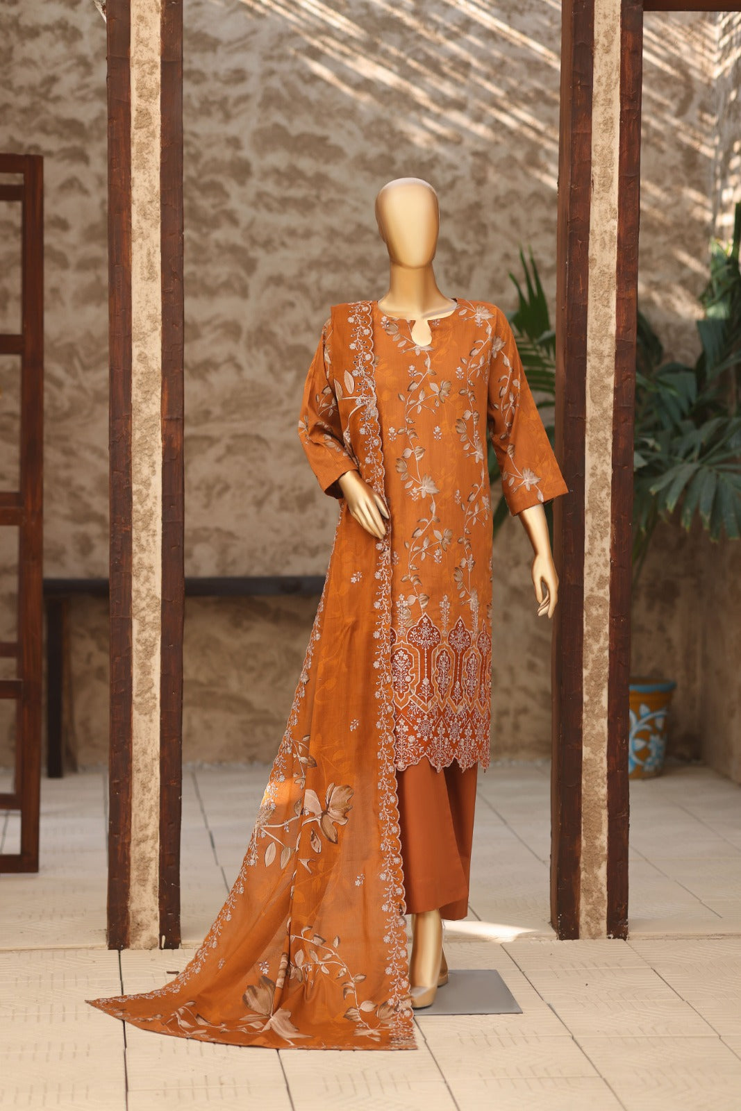 Dr Haris 4D Daman Cutwork Kari Unstitched 3 Piece Lawn Vol-03 Suit-DAM-009