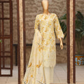 Dr Haris 4D Daman Cutwork Kari Unstitched 3 Piece Lawn Vol-03 Suit-DAM-013