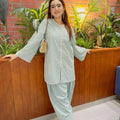 Urban Cut 2 Piece Cotton Embellished  Co- Ord Set with Farshi Shalwar